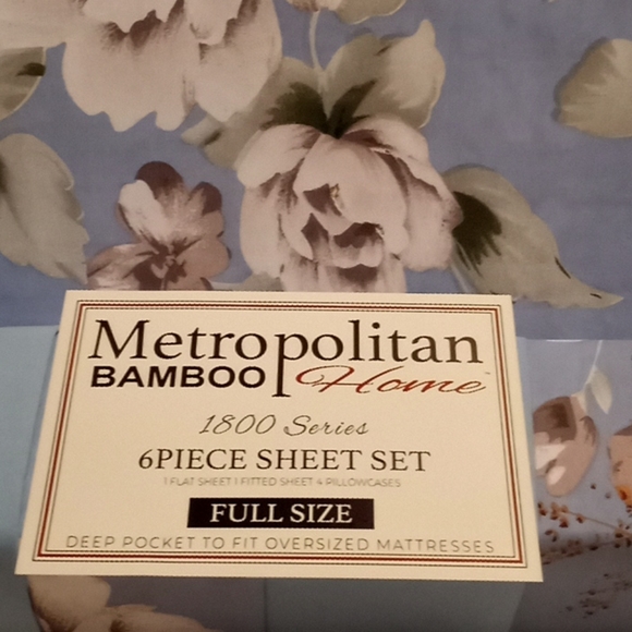 Metropolitan Bamboo Blue Floral Full Size Sheets - Picture 8 of 9